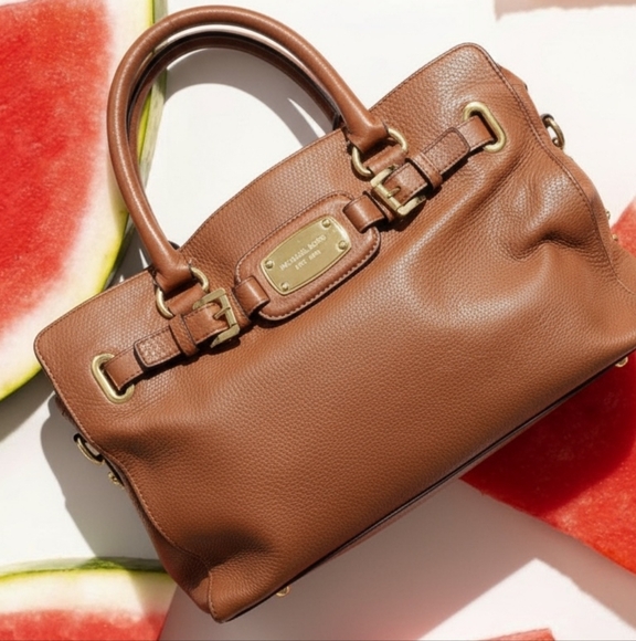 Michael Kors Handbags - Gorgeous Michael Kors Brown Leather Satchel with Gold Accents